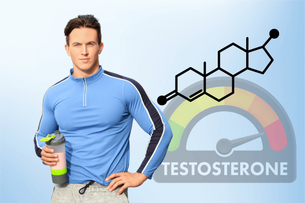 Man holding testosterone booster drink